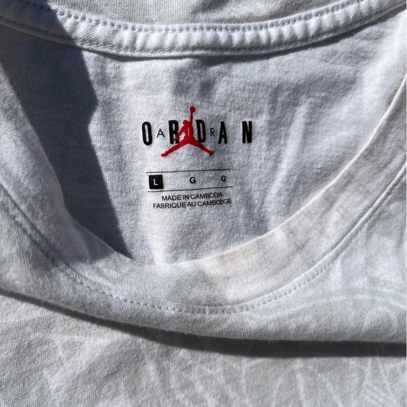 Women's Air Jordan T-Shirt White Jumpman Logo L Cotton All-Over Street NBA Icon - Picture 4 of 14